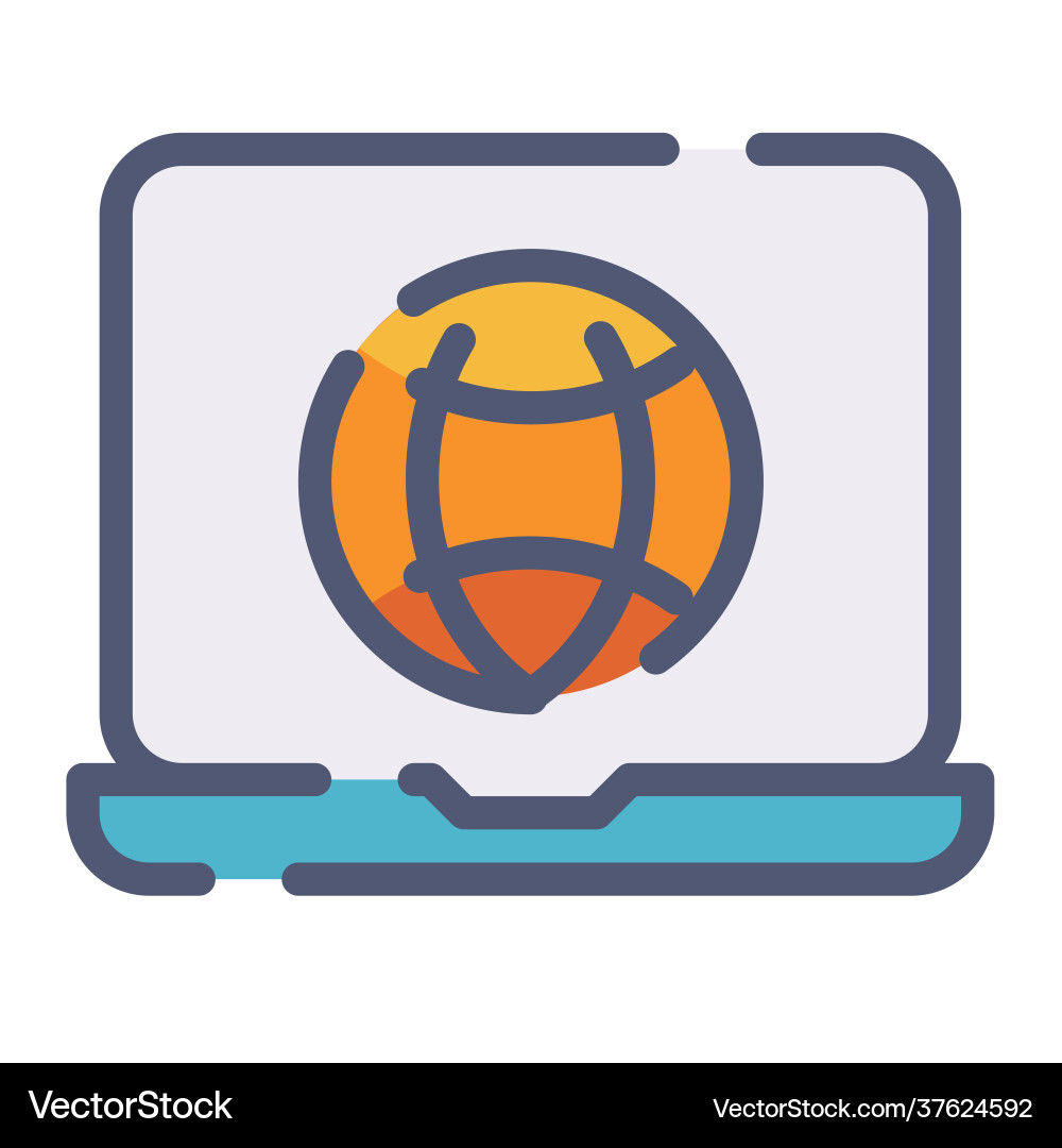 Browsing laptop internet web single isolated icon Browsing laptop internet web single isolated icon vector image