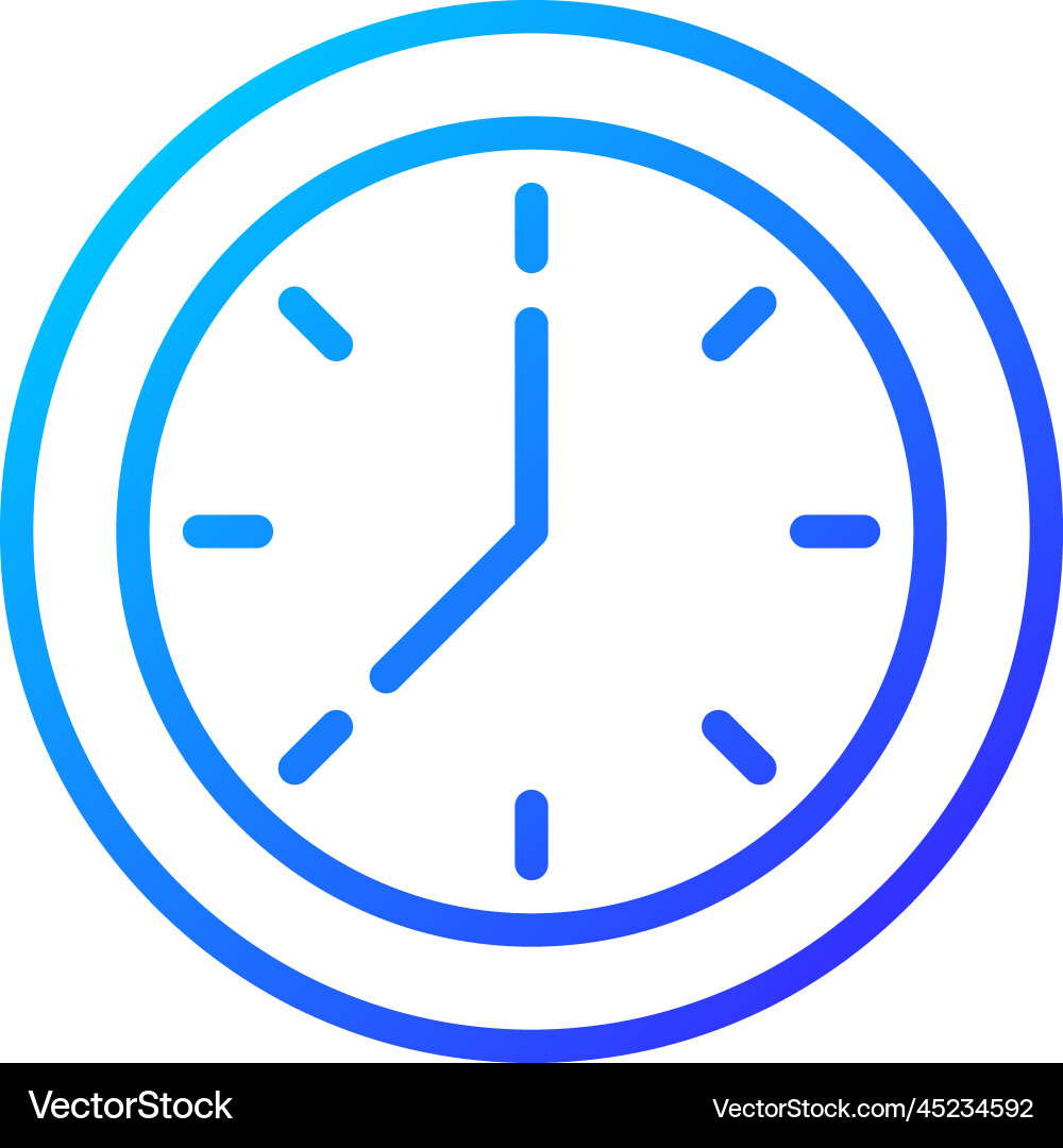 Clock face pixel perfect gradient linear icon Clock face pixel perfect gradient linear icon vector image