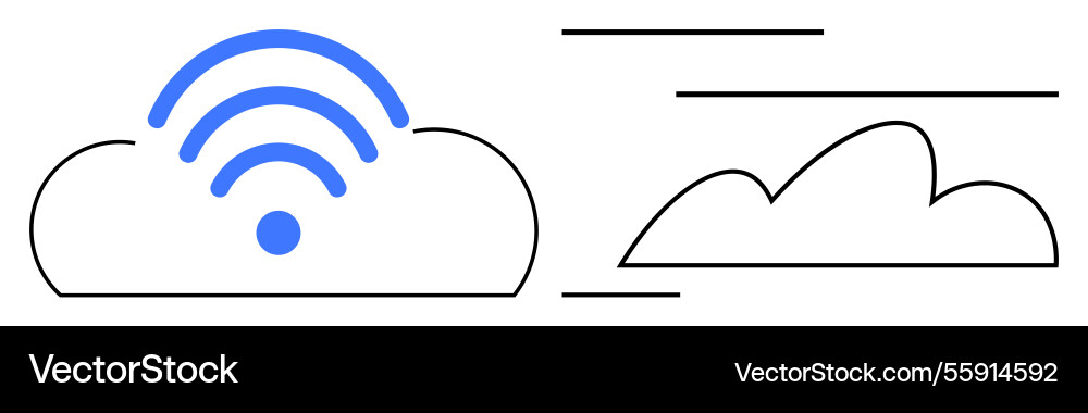 Cloud with wireless signal icon and minimal Cloud with wireless signal icon and minimal vector image