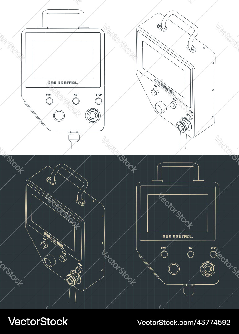 Cnc machine control blueprints vector image