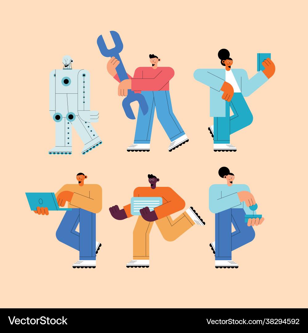 Five artificial intelligence users Vector Image