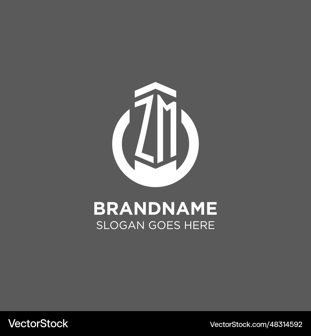Initial zm circle round line logo abstract Vector Image