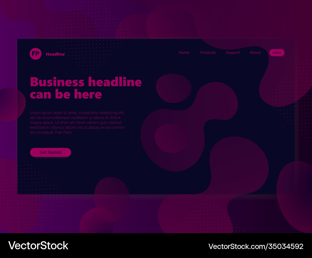 Landing page template with gradient modern webpage Vector Image