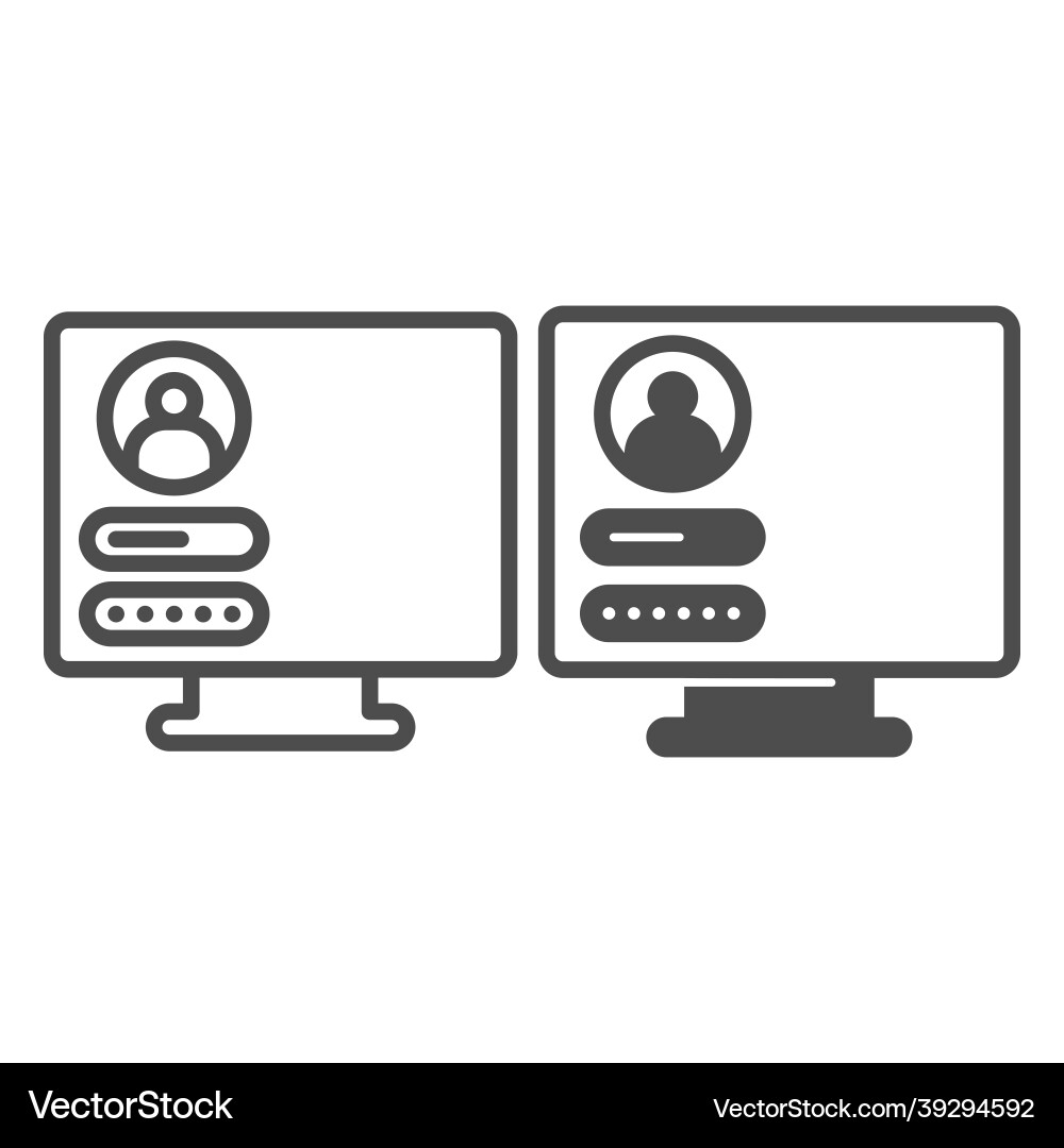Monitor monoblock with user login page line Monitor monoblock with user login page line vector image