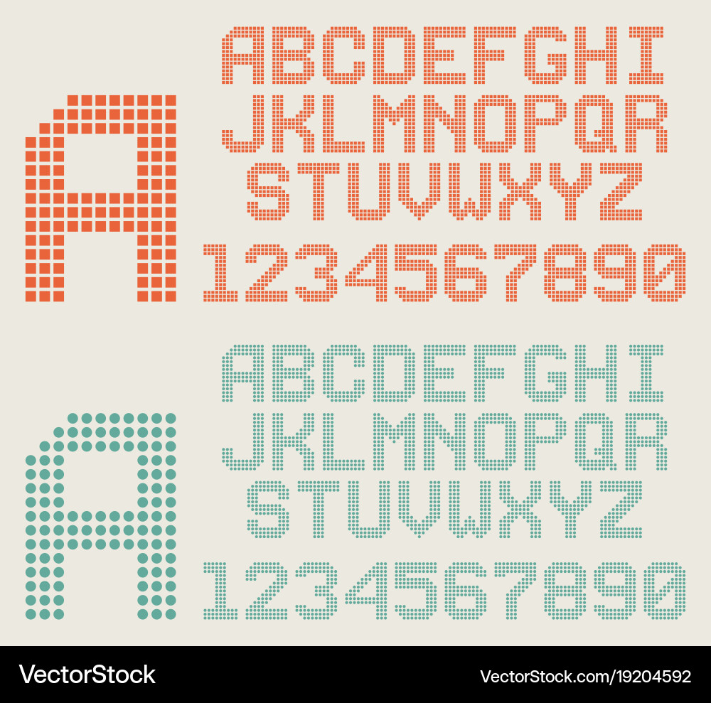 Pixelated Retro Font - Numbers & Letters vector image