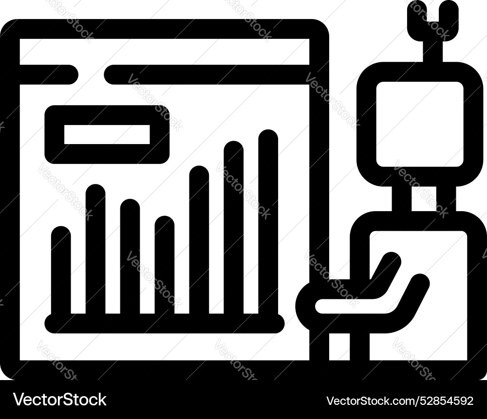 Roboter analysieren Finanzdiagramm auf Computer-Bildschirm vektorbild