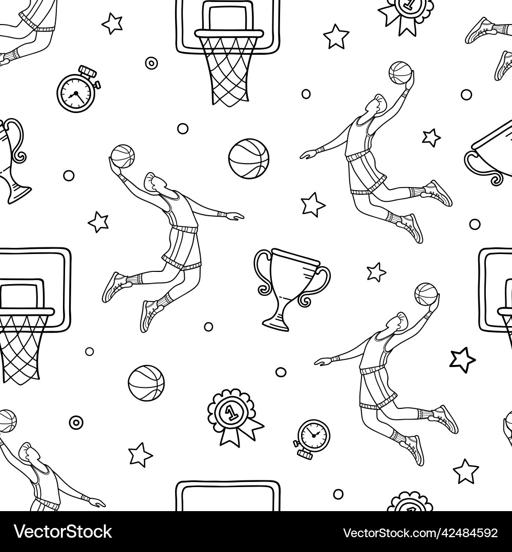 Seamless pattern with basketball object and symbol Seamless pattern with basketball object and symbol vector image