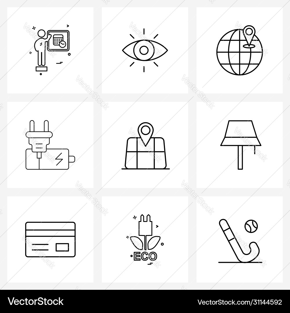 Set 9 modern line icons gps country pointer vector image