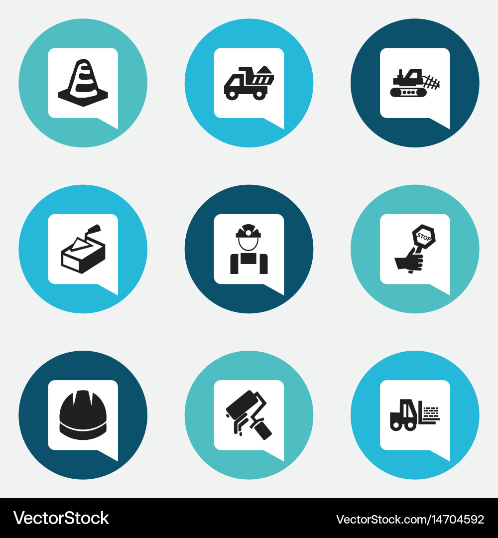Set of 9 editable building icons includes symbols vector image