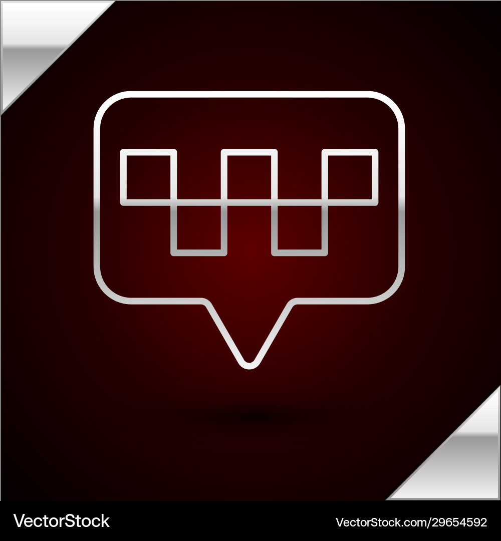 Silver line map pointer with taxi icon isolated vector image
