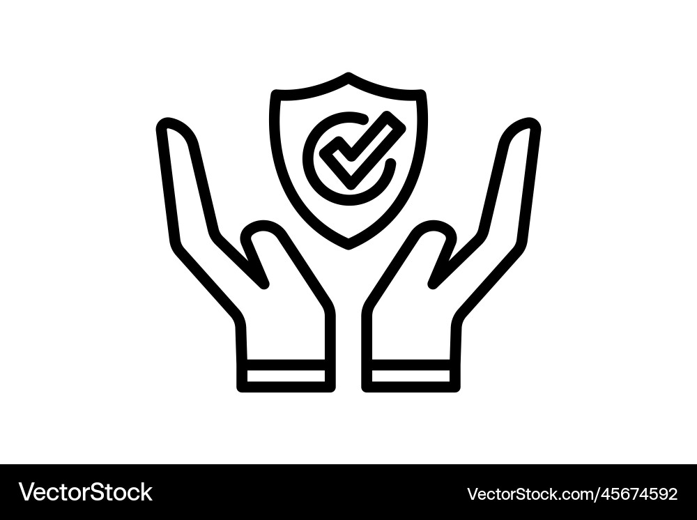 Trusted security icon hand with shield Vector Image