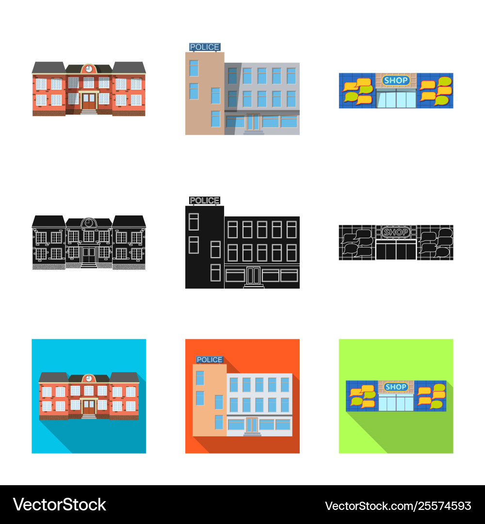 Building and front sign Building and front sign Vector Image