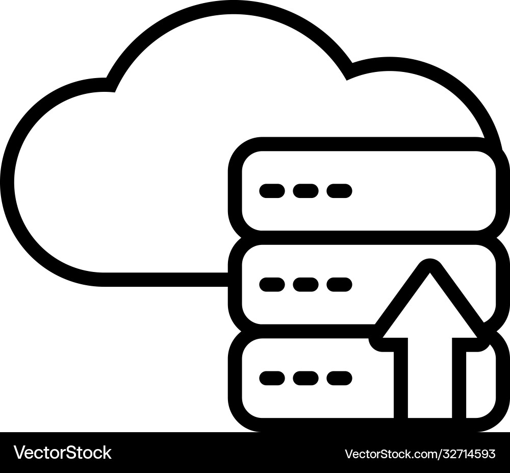Cloud and data servers with upload arrow icon Cloud and data servers with upload arrow icon vector image
