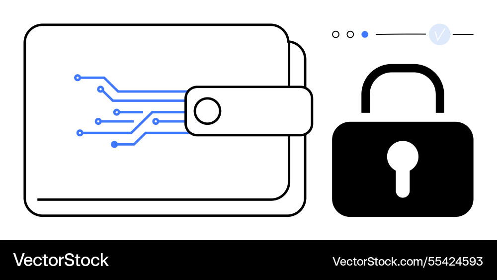 Digital wallet with secure circuit patterns Digital wallet with secure circuit patterns vector image
