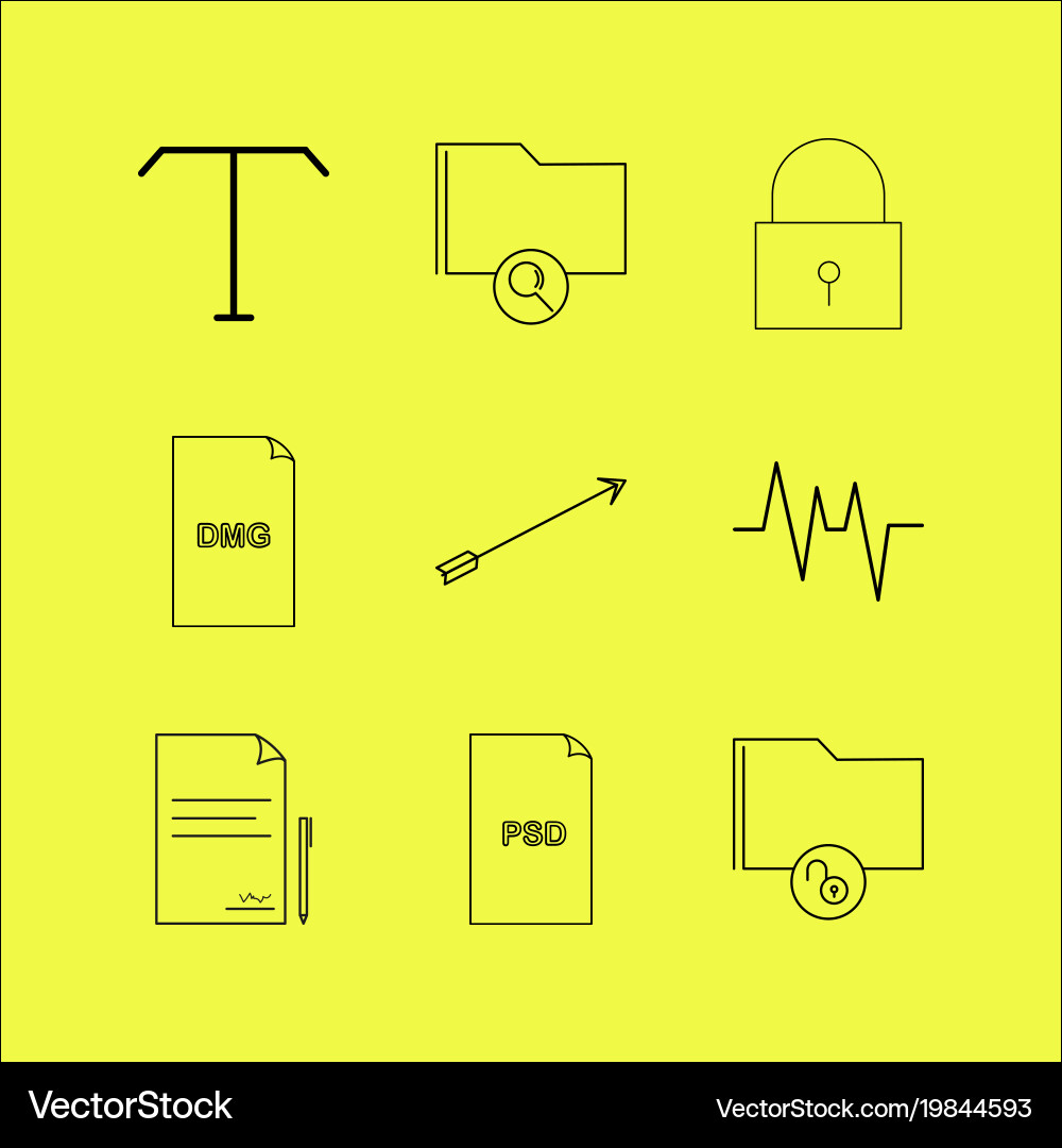 Files and folders linear icon set simple outline vector image