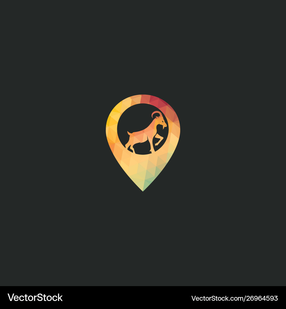 Goat logo with gps pointer design Vector Image