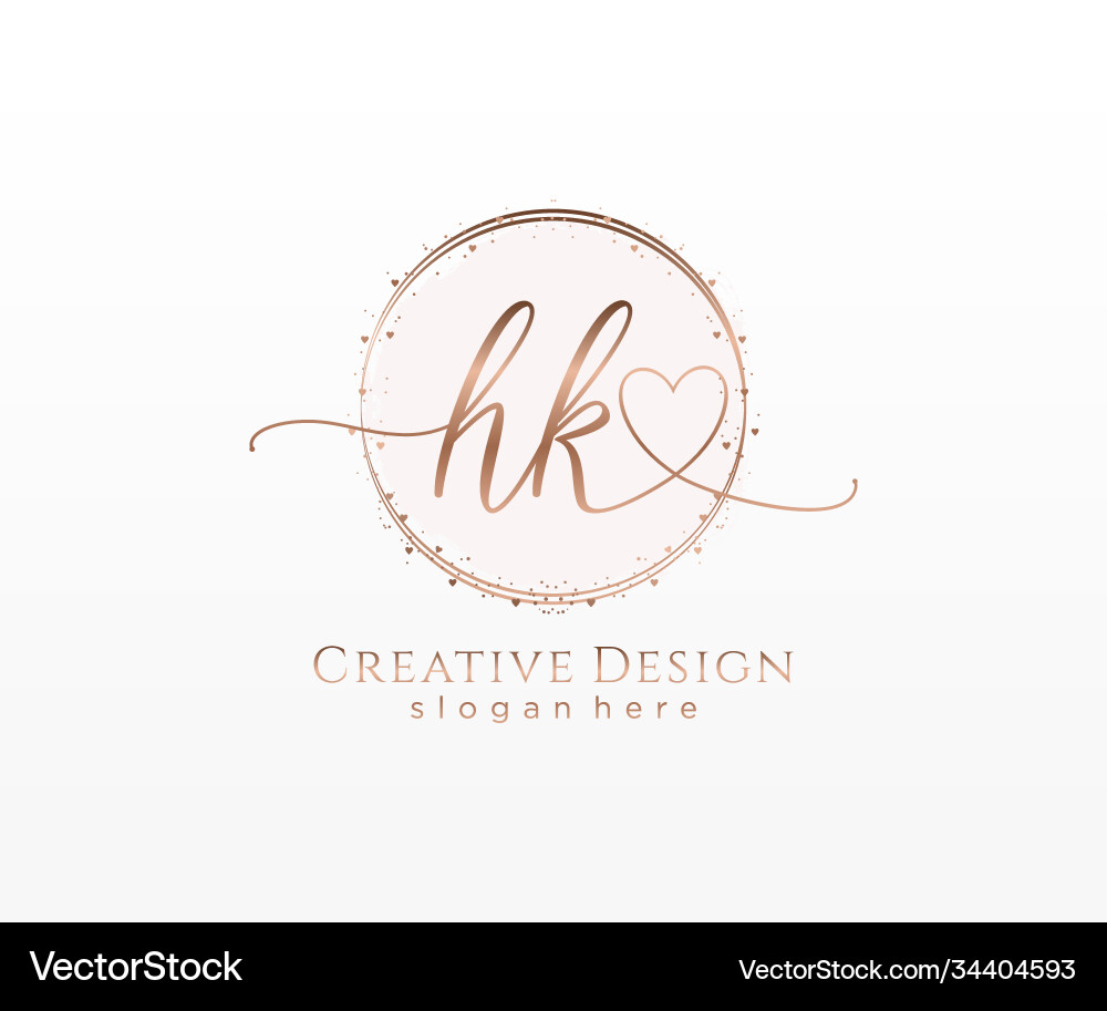 Initial hk handwriting logo with circle template Vector Image