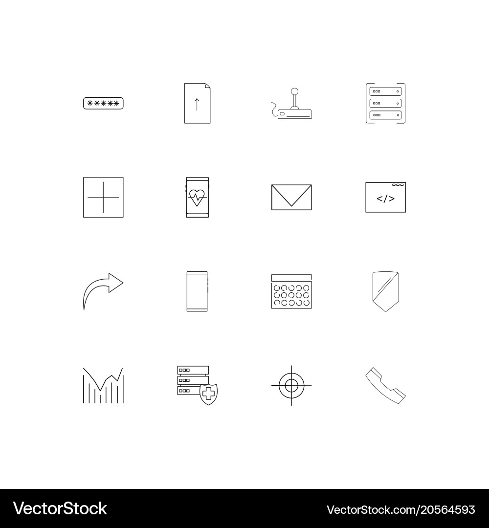 Internet technologies simple linear icons set vector image