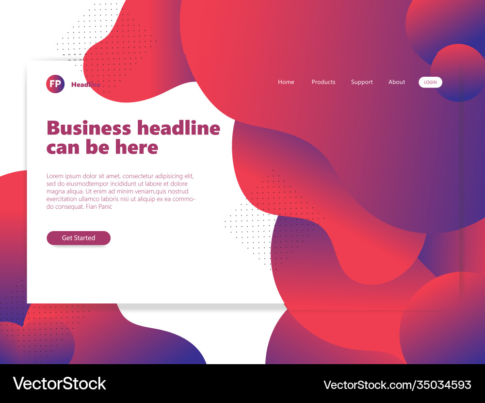 Landing page template with gradient modern webpage vector image