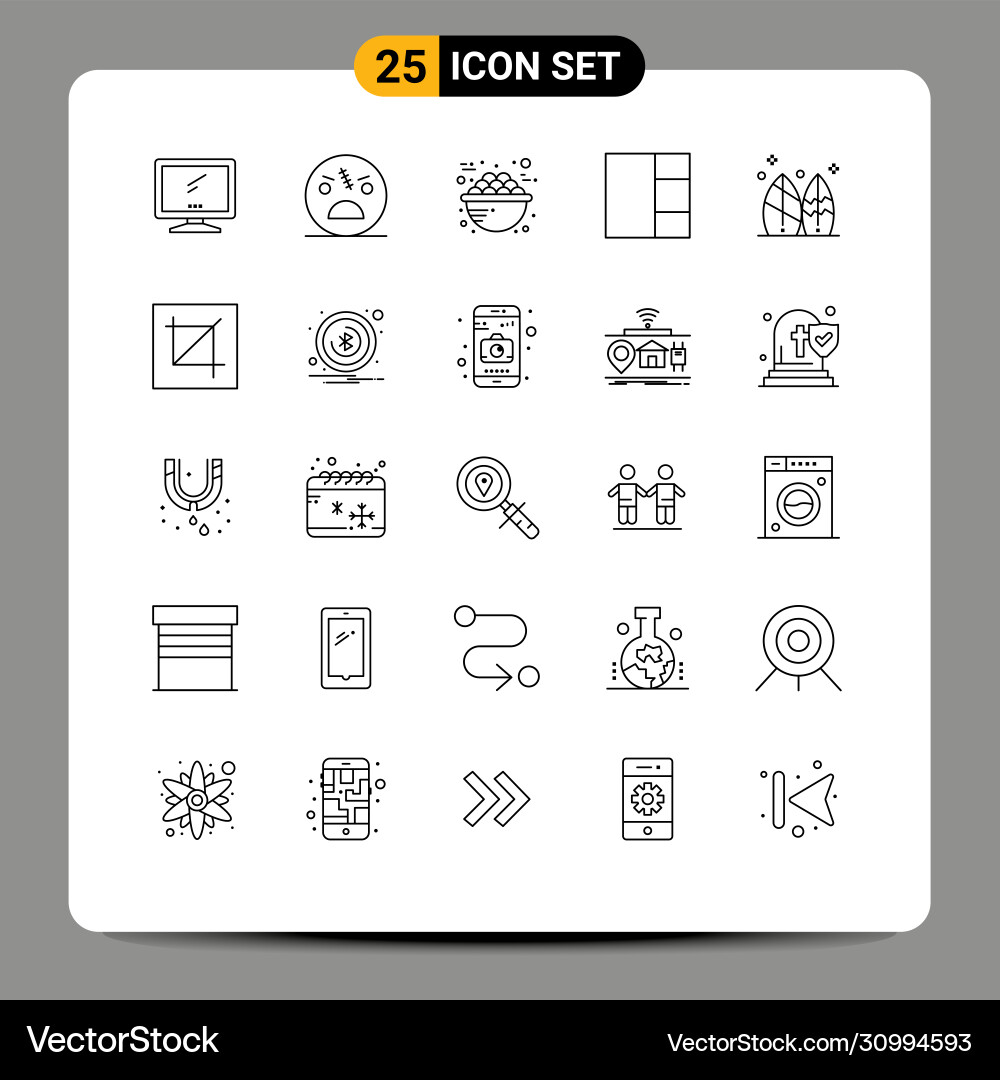 Pictograph set 25 simple lines board grid Vector Image