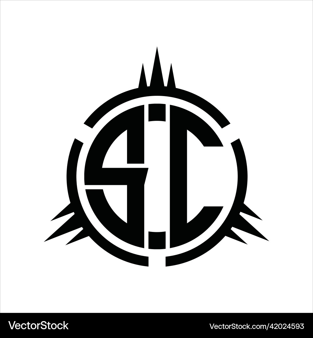 Sc logo monogram circle element design template vector image