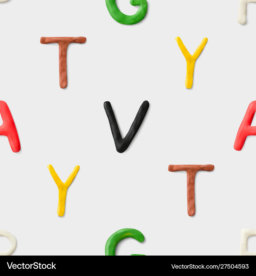 Seamless pattern with alphabet handmade modeling Vector Image
