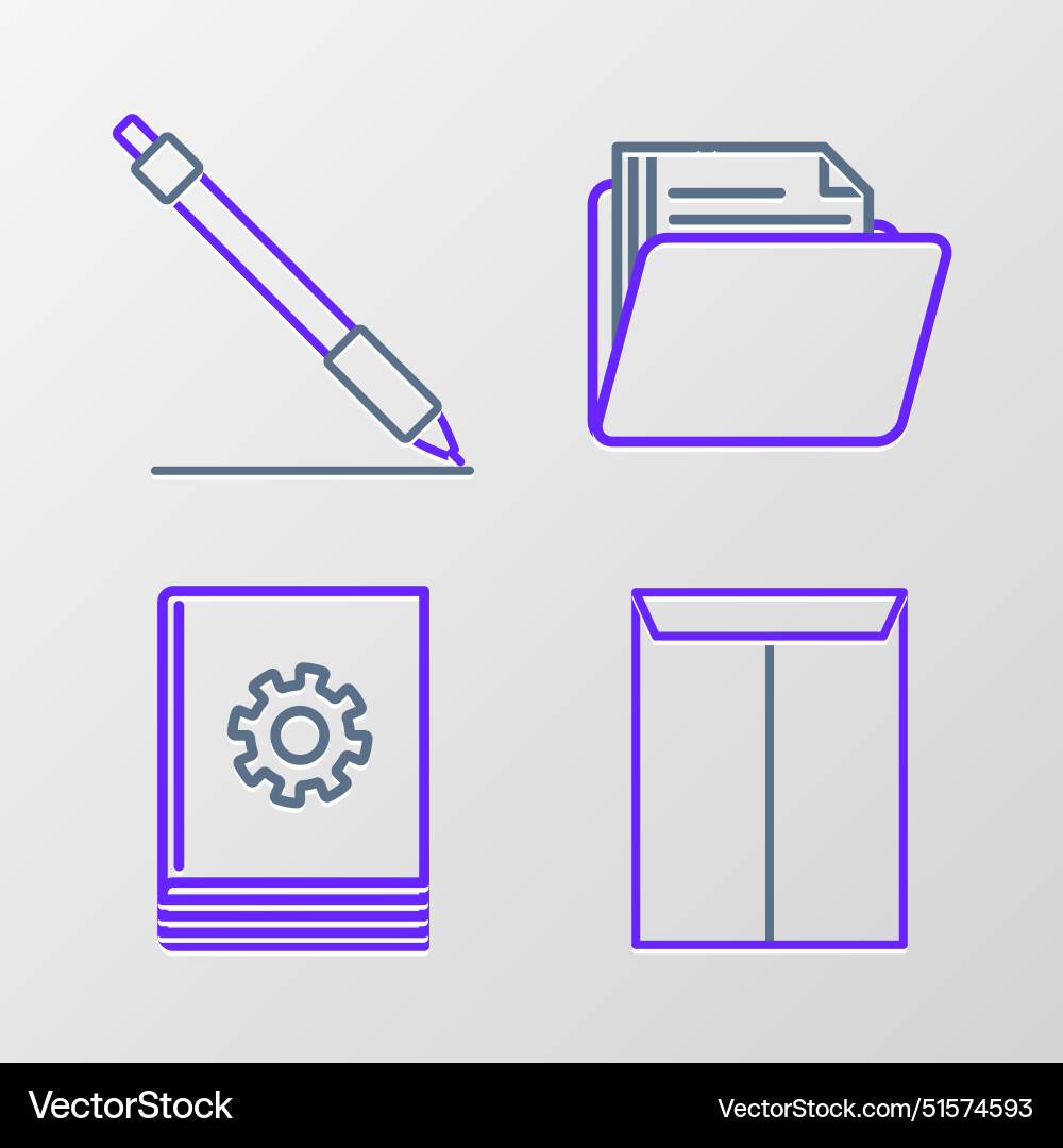 Set line envelope user manual document folder Set line envelope user manual document folder vector image