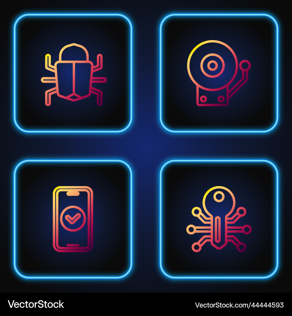 Set line smart key smartphone system bug Set line smart key smartphone system bug vector image