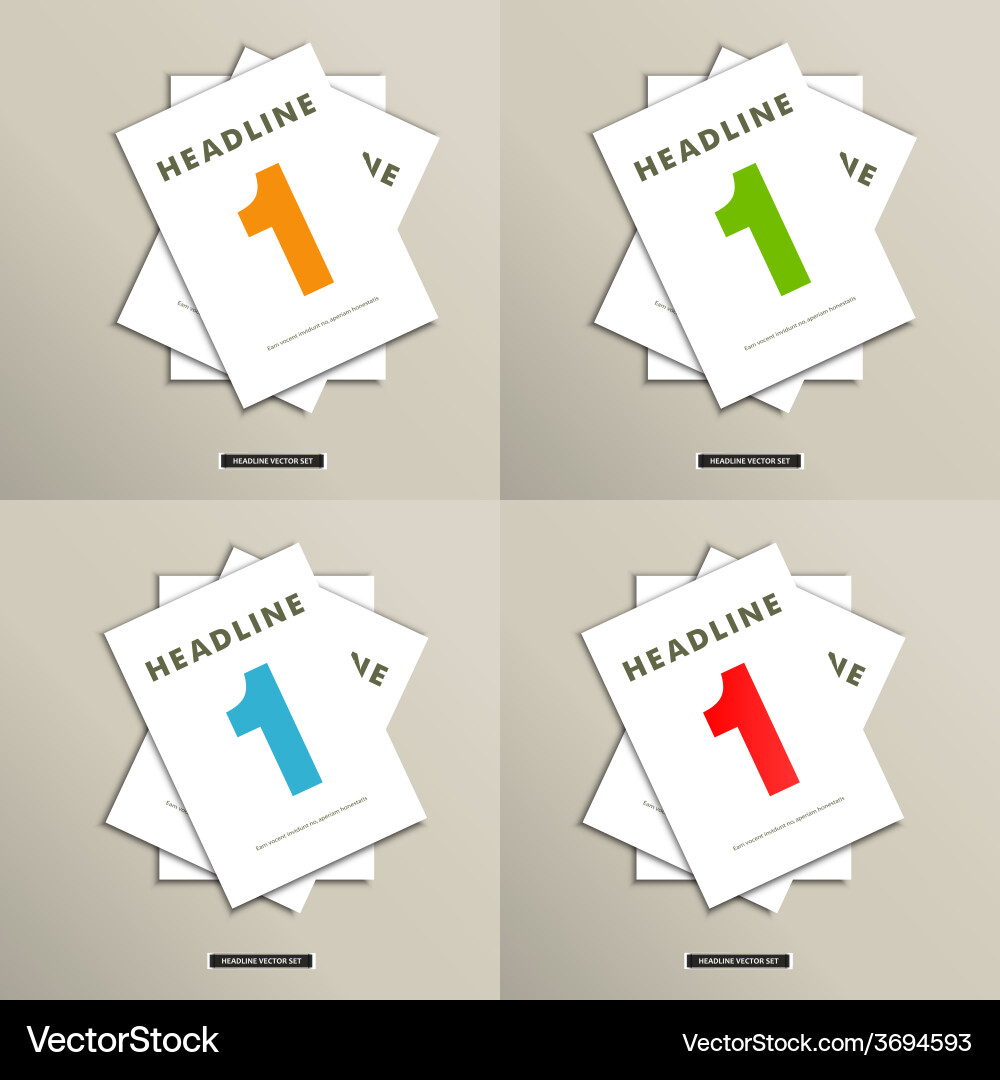 Set of brochures with number on title page vector image