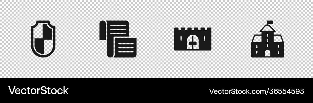 Set shield decree parchment scroll medieval Vector Image