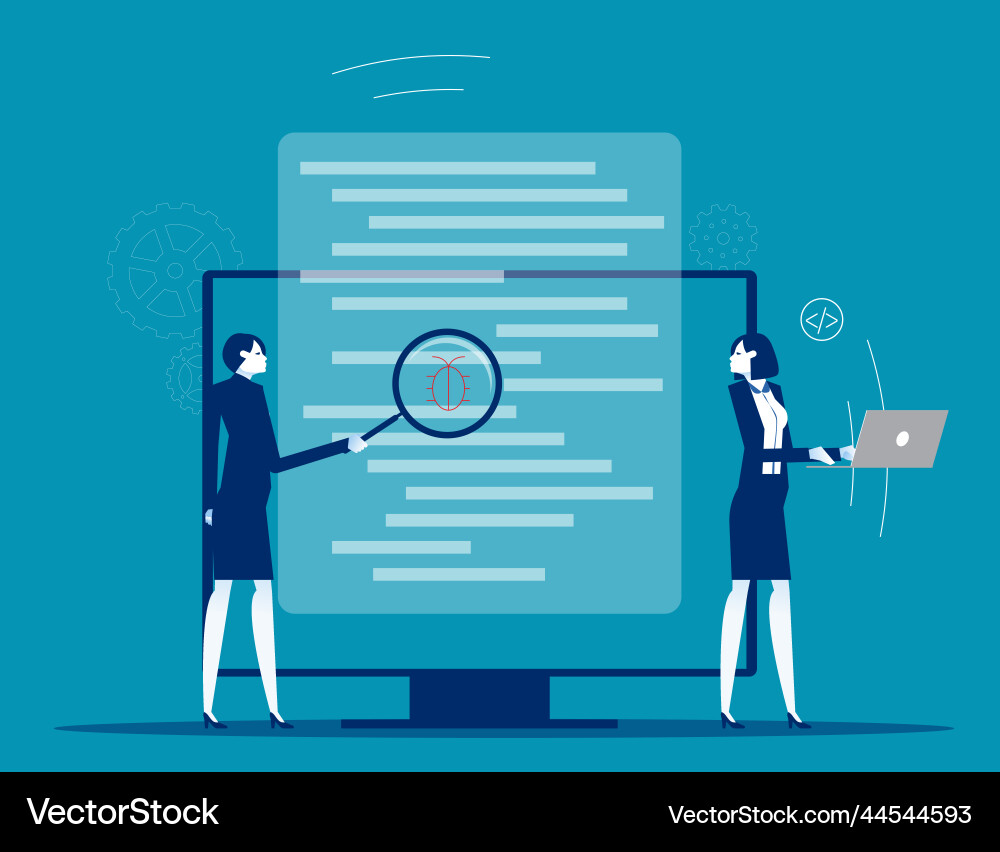 Software testing bug fixing abstract metaphor Software testing bug fixing abstract metaphor vector image