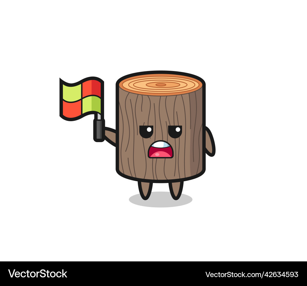 Tree stump character as line judge putting vector image
