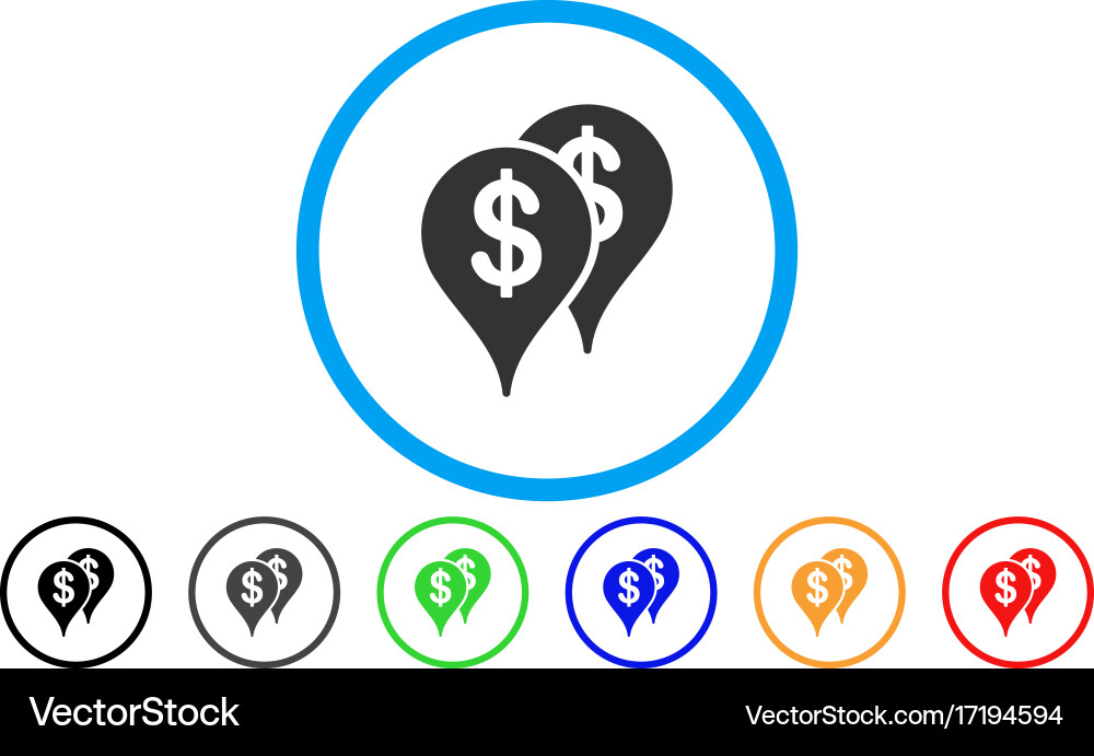 Bank map pointers rounded icon vector image