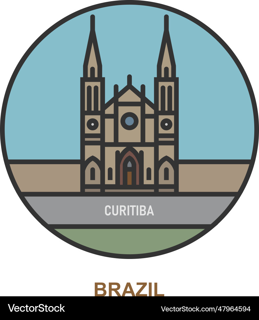 Curitiba Landmarks Brasilien vektorbild