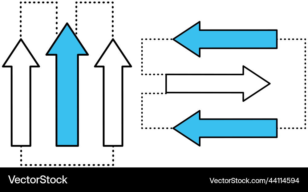 Direction arrow three left right arrows data Direction arrow three left right arrows data vector image