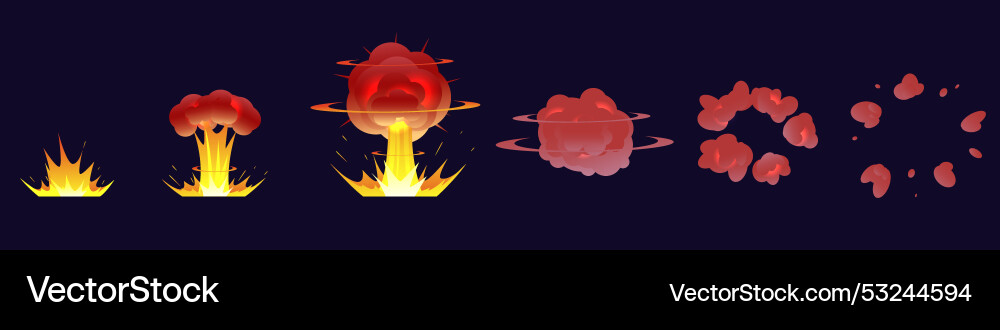 Explosion cartoon animation bomb exploding effect Vector Image