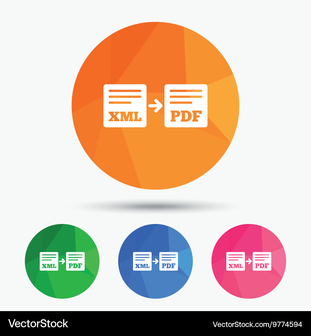 Export xml to pdf icon file document symbol Vector Image