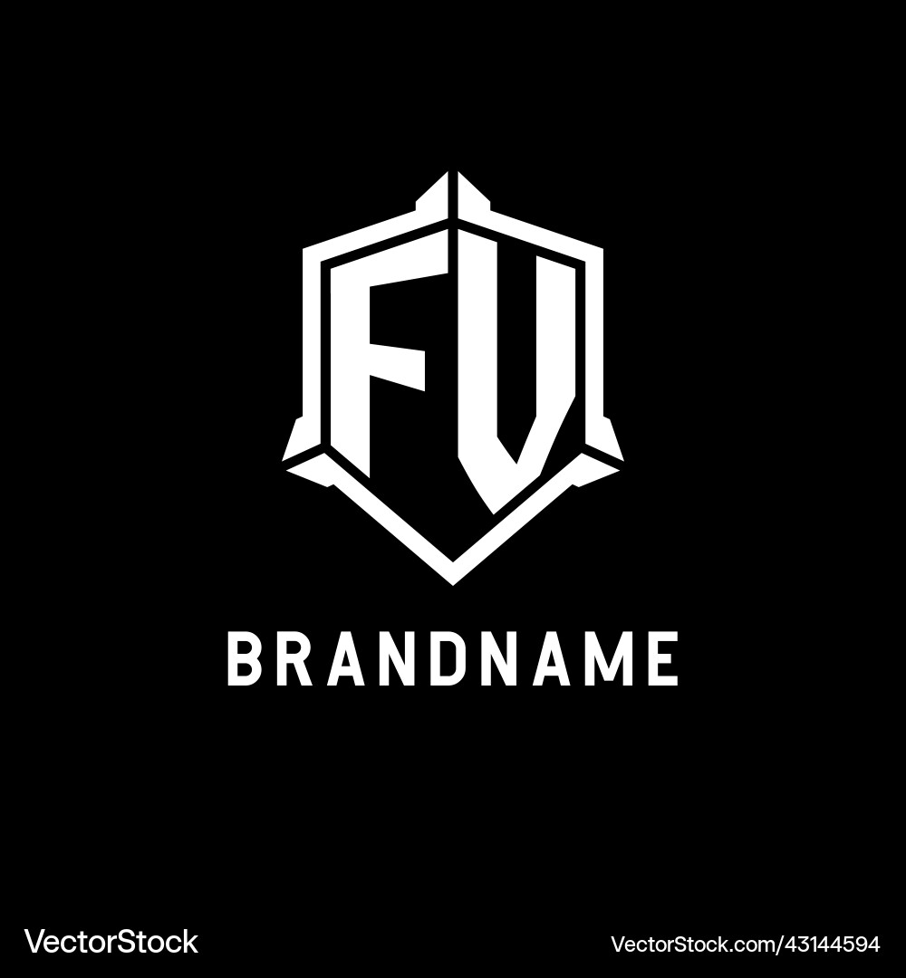 Fv logo initial with shield shape design style Vector Image