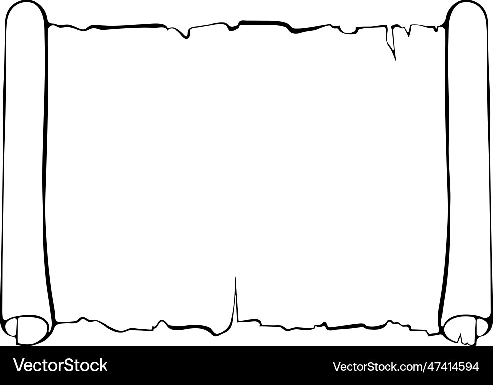 Horizontal scroll paper line art Vector Image