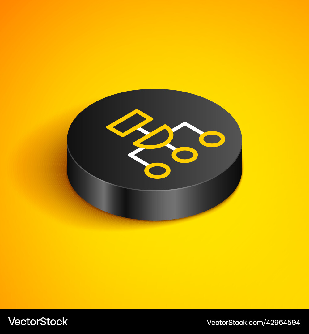 Isometric line algorithm icon isolated on yellow Vector Image