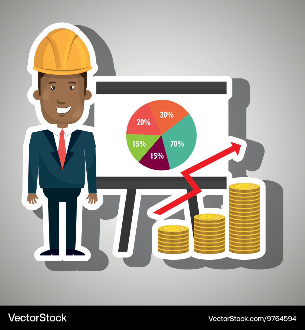 Man and statistics isolated icon design vector image