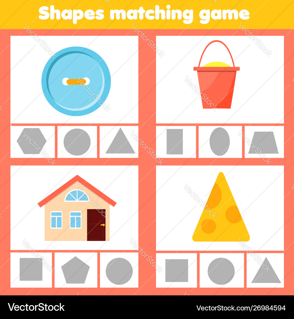 Matching children educational game match objects Matching children educational game match objects vector image