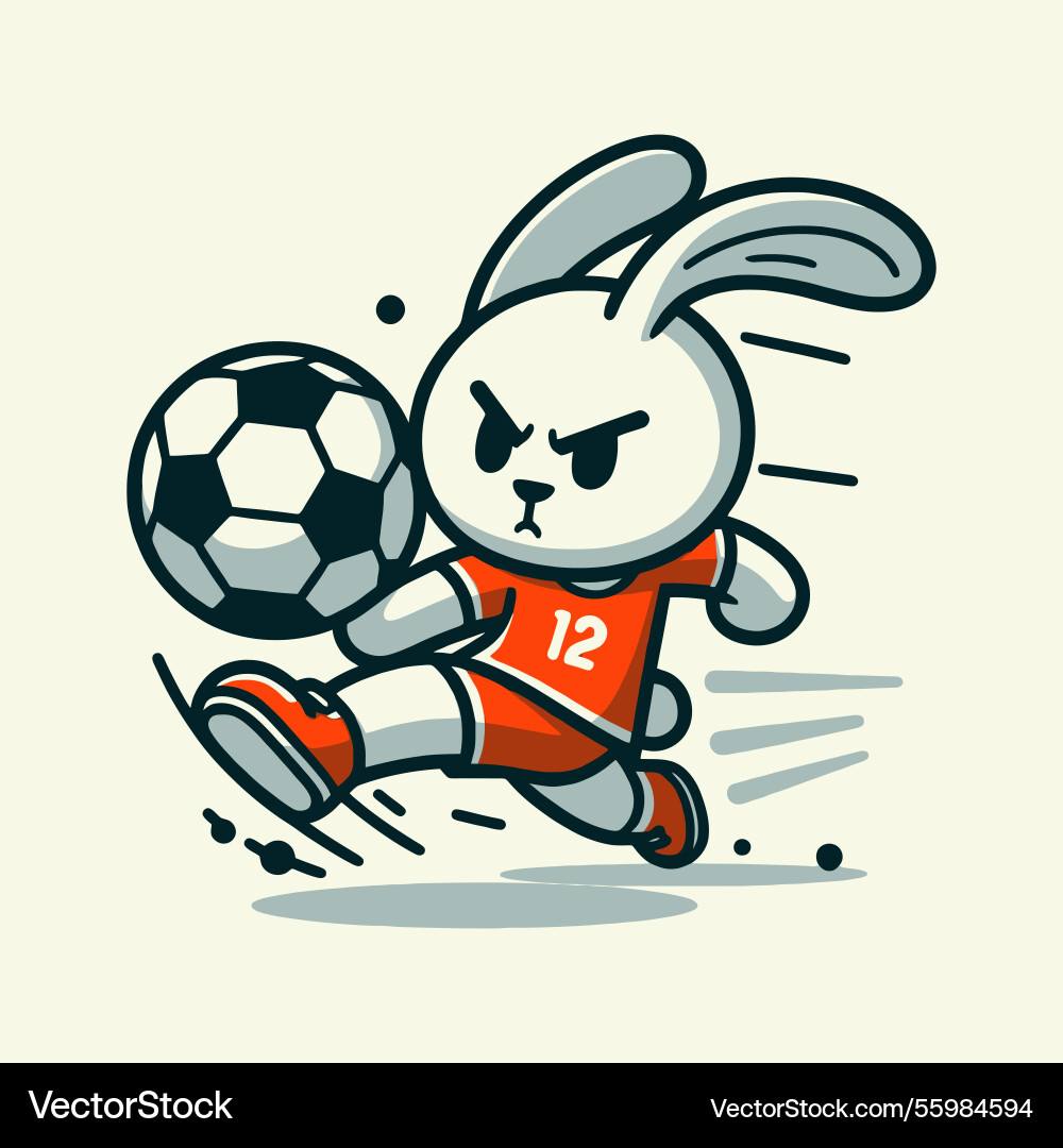 Playful soccer bunny mascot logo for sports Playful soccer bunny mascot logo for sports vector image