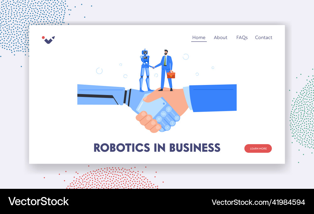 Robotics in business landing page template Robotics in business landing page template vector image