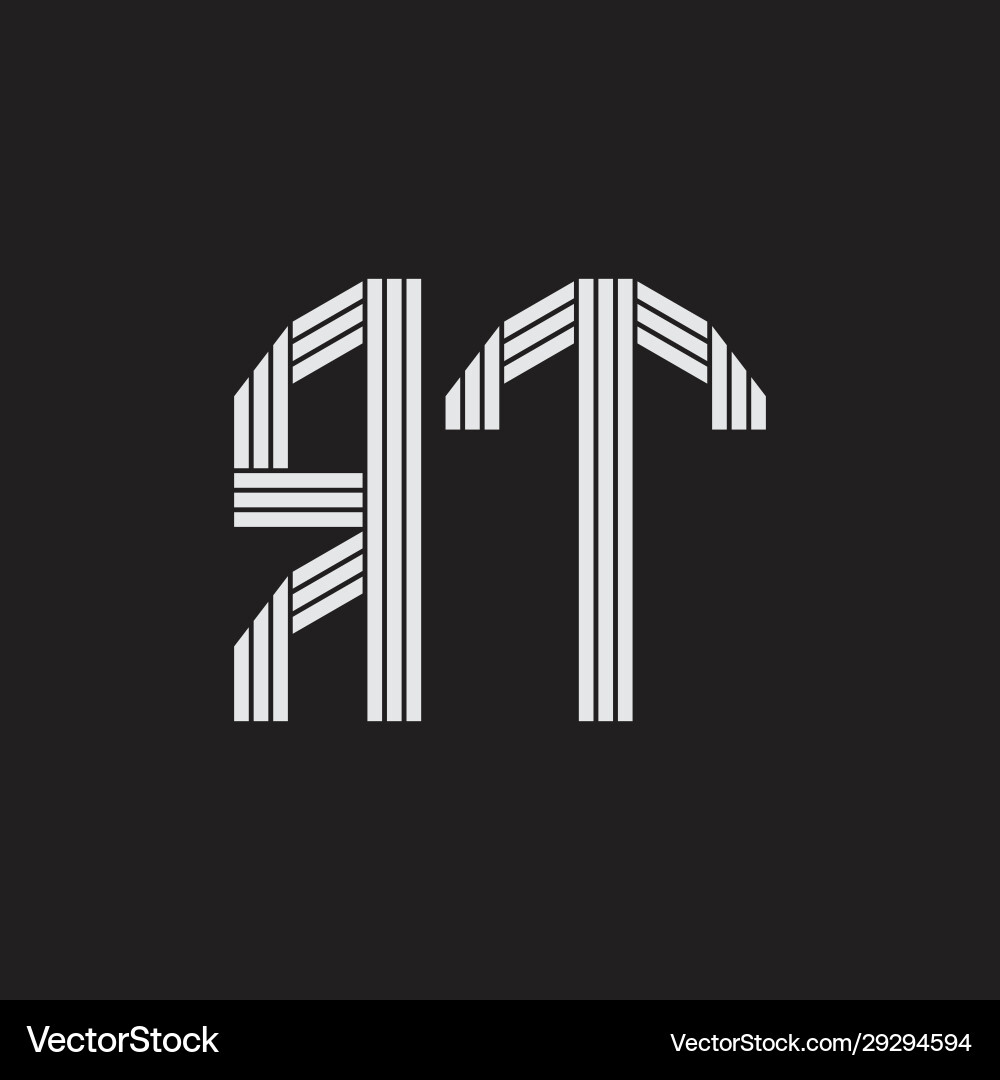 Rt logo monogram with outline style linked vector image