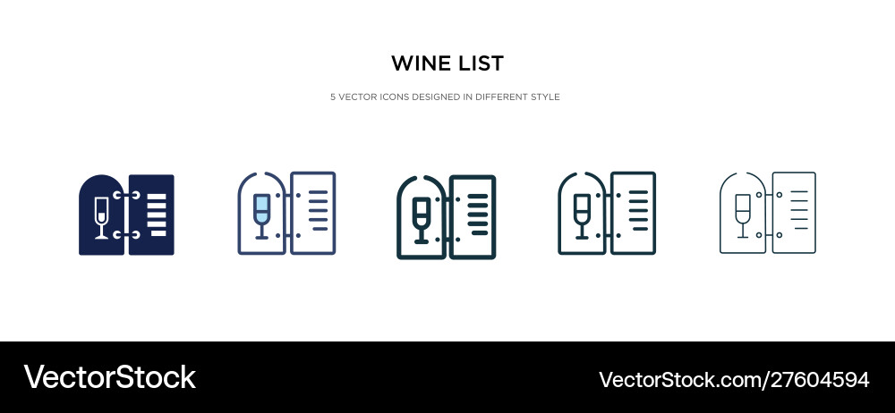 Wine list icon in different style two colored vector image