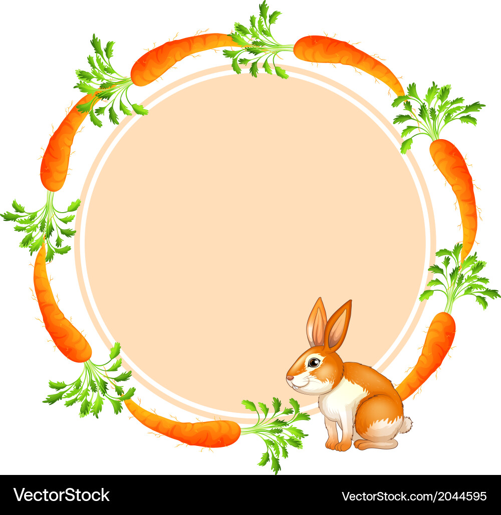 A round template with rabbit and carrots Vector Image