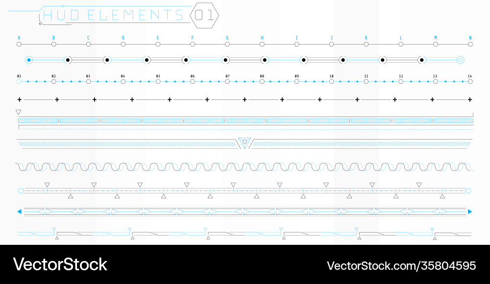 A set hud lines elements for futuristic A set hud lines elements for futuristic Vector Image