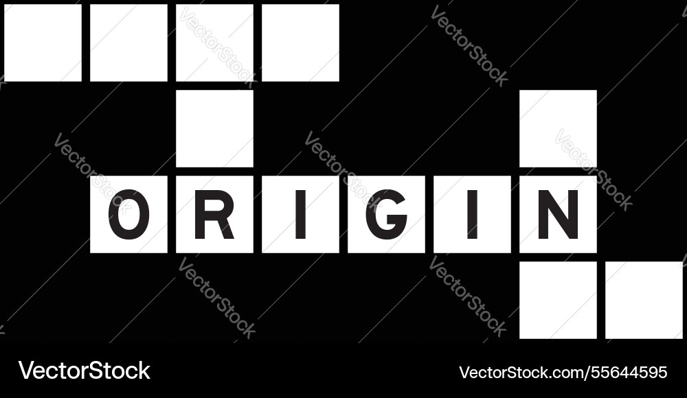 Alphabet letter in word origin on crossword Alphabet letter in word origin on crossword vector image