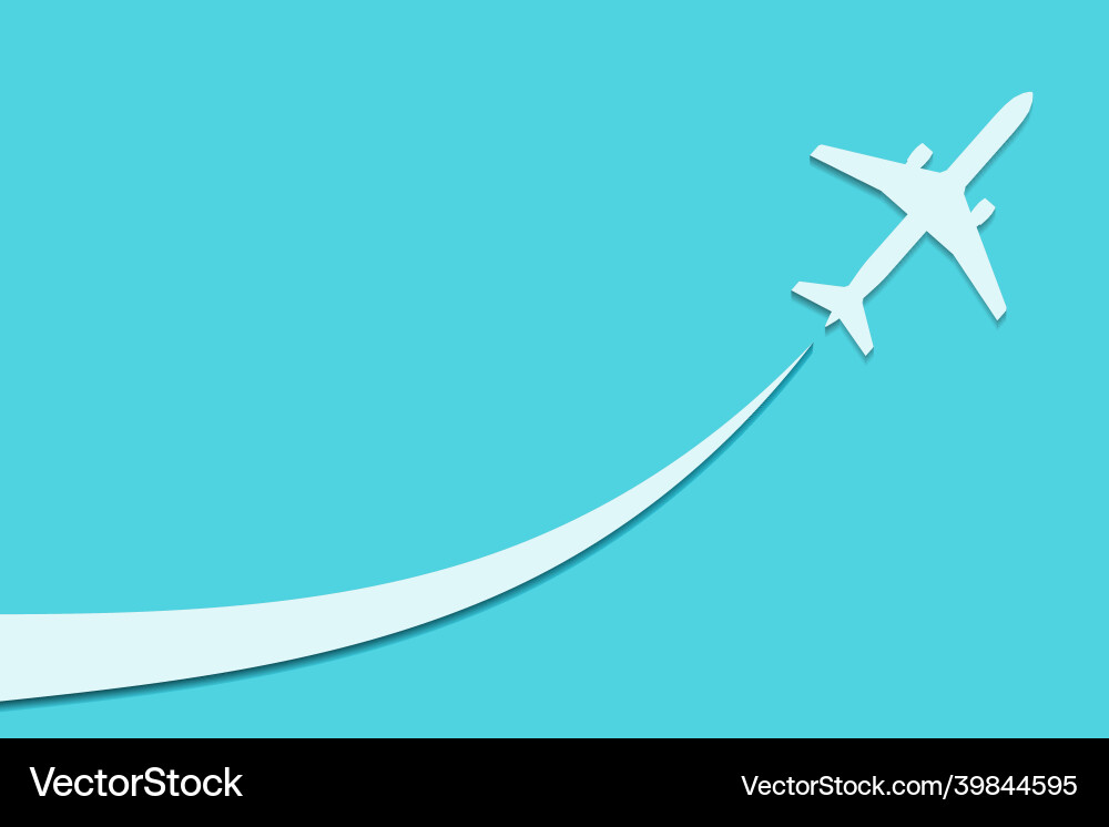 Background with airplane and trace in sky Vector Image